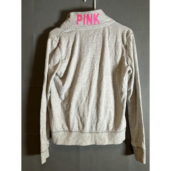 Victoria's Secret Pink Pullover Womens Small Gray Half Zip Love Pink Sweatshirt - Picture 6 of 7